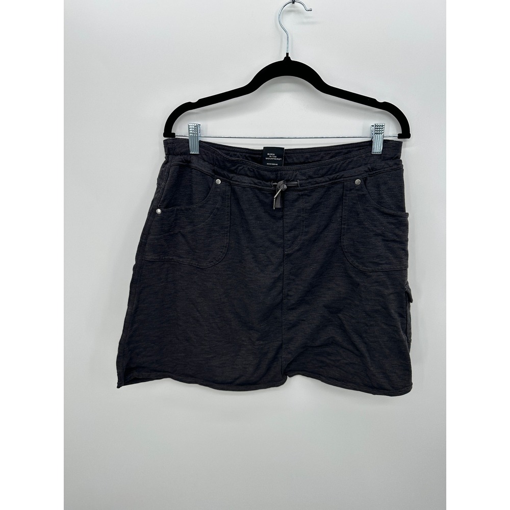 Kuhl Women Charcoal Grey Slub Knit Hiking Skort Cargo‎ Pockets Size L Activewear